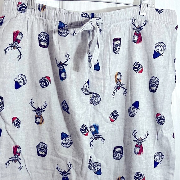 Old Navy Pajama Lounge Pants Brushed Flannel Drawstring Mens XL Winter Animals - Picture 1 of 12